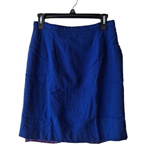 Gianni Cobalt Blue 100% Wool Straight Skirt w/ Lining - Size 12 - Picture 1 of 10